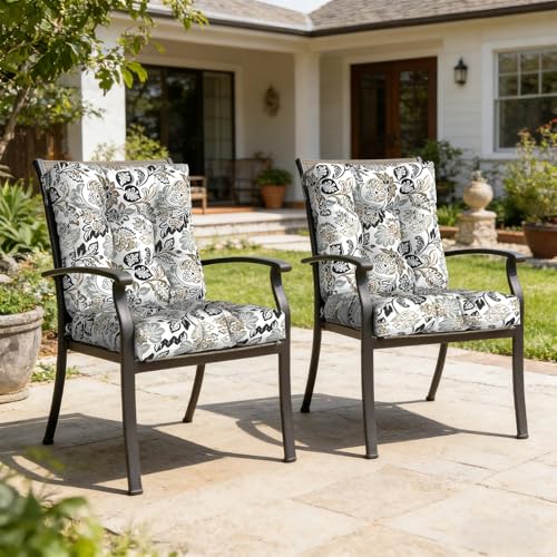 LVTXIII Outdoor Tufted Low Back Cushions Set of 2 Patio Seasonal Replacement Rocking Chair Cushion with Ties, Solid Seat and Back Chair Cushion, 42 L x 21W, Dailey Tan - color: Dailey Tan, size: 42x21x4