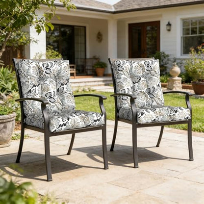 LVTXIII Outdoor Tufted Low Back Cushions Set of 2 Patio Seasonal Replacement Rocking Chair Cushion with Ties, Solid Seat and Back Chair Cushion, 42 L x 21W, Dailey Tan - color: Dailey Tan, size: 42x21x4