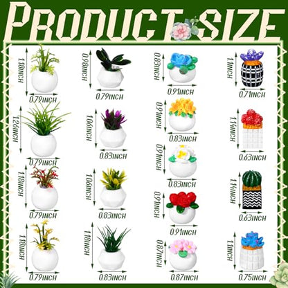 30 Pcs Miniature Plants Accessories Mini Artificial Potted Flower Tiny Resin Greenery Cactus Figurine for Desktop Gift DIY Garden Bonsai Micro Landscape Decoration(Plants) - style: Plants