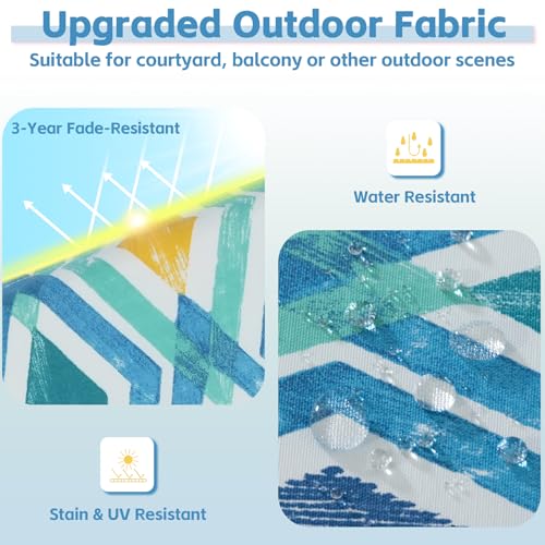 COZYVIDA Outdoor Chair Cushions Set of 4, 20"x20" Square Seat Pads with Tie Straps and YKK Zippers, 35D High-Density Foam, Water-Resistant Fabric,UV-Resistant 1000+ Hrs - color: Print 040