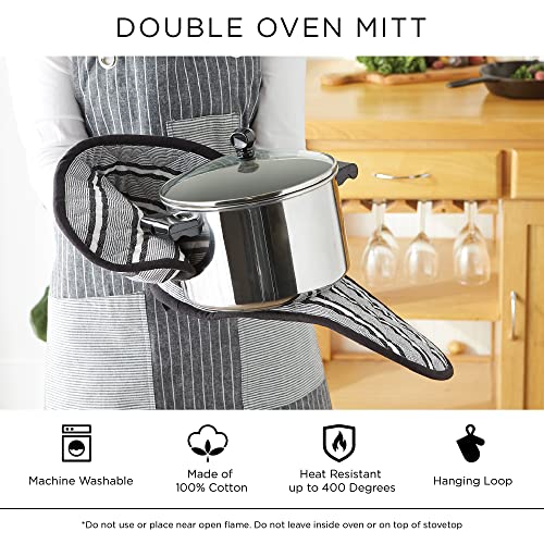 DII Basic Terry Collection 100% Cotton Quilted, Double Mitt, Gray - color: Gray, size: Double Mitt