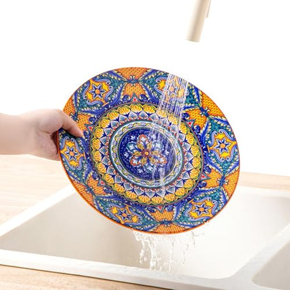 vancasso 18-Piece Dinnerware Sets,Ceramic Plates and Bowls Sets Service for 6, Bohemian Style Porcelain Dishes Set for 6, Microwave and Dishwasher Safe, Scratch Resistant,Non Toxic, Series KRVI - size: Service for 6 (18 Pcs)