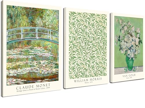 Induslyfe Framed Grass Wall Art Canvas Decor Set of 3, Matisse Mid Century Modern Art, Aesthetic Floral Botanical Prints Posters for Bedroom, Living Room, Bathroom 12x16 - color: Grass, size: 12"x16"