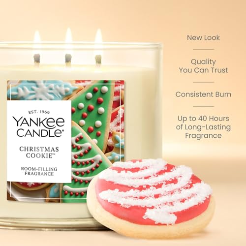 Yankee Candle Christmas Cookie, Scented Candle, 14.5oz 3-Wick Candle Jar with up to 40 Hours Burn Time - color: Christmas Cookie, size: 14.5oz