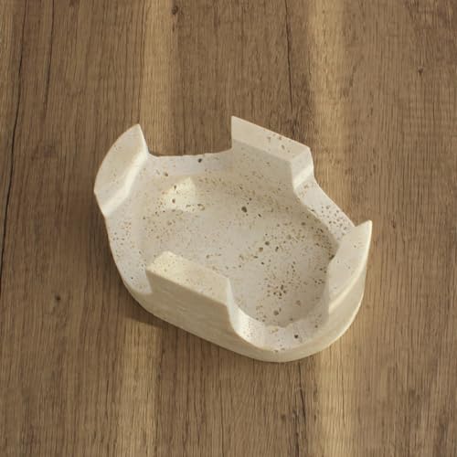 Natural Travertine Marble 2-Slot Sponge Holder for Kitchen Counter, 2-in-1 Stone Drying Rack, Sponge Caddy for Sink Organizer - Beige Travertine - color: Beige Travertine