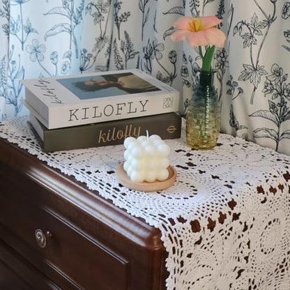 kilofly Handmade Crochet Cotton Rectangular Table Runner, 15 x 43 inch, White - color: White, size: 15 x 43 Inch