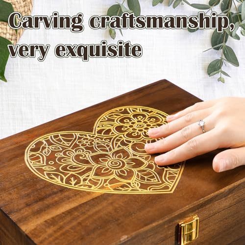 Large Wooden Wedding Keepsake Box with Lid,Heart | 12 x 9 x 5.5 Inch Memory Storage, Engagement Gift for Couples Newlyweds, Bridal Shower Organizer, Photo Jewelry Holder - style: Heart