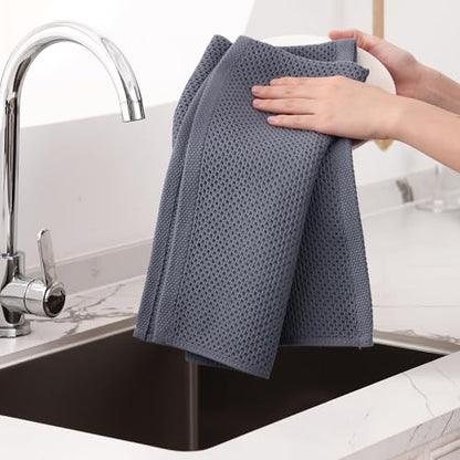 Homaxy 100% Cotton Oversized Waffle Weave Kitchen Towels 4-Pack, Dark Grey | 20 x 28 Inches, Ultra Soft Absorbent Dish Towels, Quick Drying Large Cleaning Towels - color: Dark Grey, size: 20 X 28 - 4 Pack
