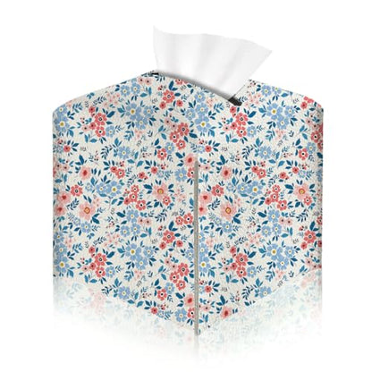 Floral Tissue Box Cover, Tissue Box Holder for Home, Restaurant - color: Pink Blue Flower 379