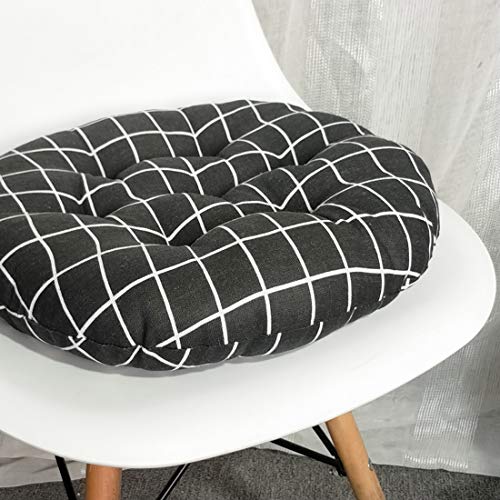vctops Bohemian Soft Round Chair Pad Garden Patio Home Kitchen Office Seat Cushion Grid Balck Diameter 16" - color: Grid Balck, style: Diameter 16 Inch