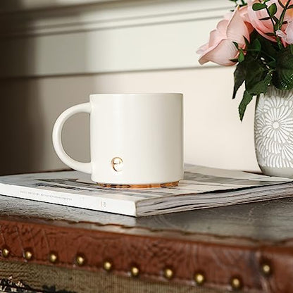 COLLECTIVE HOME Ceramic Coffee Mug, 15 oz Monogram Cup with Gift Box(e) | Dishwasher Safe, Engraved Gold Letter , Personalized Housewarming Birthday Present, Christmas Thanksgiving Mothers Day Gifts - color: gold-e