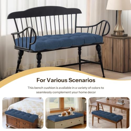 Bench Cushions for Indoor Furniture 42"X17"X3", 1 PC, Navy | 3"/8 cm Thick, Soft Non-Slip Window Seat Cushion, Tufted Bench Seat Cushion for Dining, Piano Benches and Window Seats - color: Navy