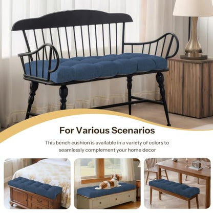 Bench Cushions for Indoor Furniture 42"X17"X3", 1 PC, Navy | 3"/8 cm Thick, Soft Non-Slip Window Seat Cushion, Tufted Bench Seat Cushion for Dining, Piano Benches and Window Seats - color: Navy