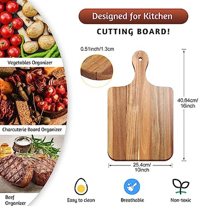 Didaey 6 Pcs Cutting Board Bulk Kitchen Thicken Chopping Platter with Handles Wooden Charcuterie Serving Trays Blank Wood Boards for Engraving Wedding Housewarming(Acacia Wood,16 x 10 Inch) - size: 16 x 10 Inch