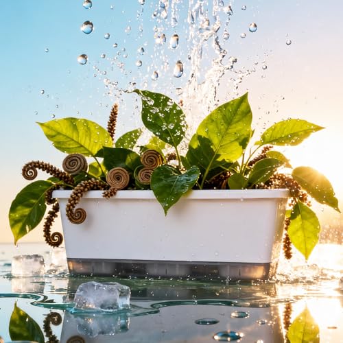 5-Pack Rectangular Self-Watering Planters with Drainage – Plastic Flower Pots for Indoor Outdoor Plants, Window Garden, Ideal for Herbs, Flowers & Vegetables, Easy-Fill Watering System, White