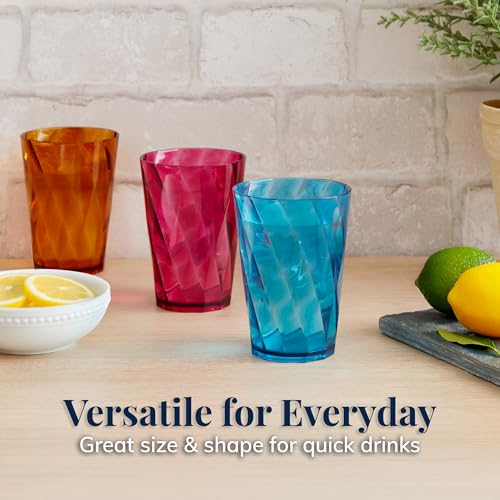 US Acrylic Optix Mini Plastic Reusable Drinking Glasses (Set of 8) 8oz Juice Cups in Jewel Tone Colors | BPA-Free Tumblers, Made in USA | Top-Rack Dishwasher Safe - size: 8 ounces