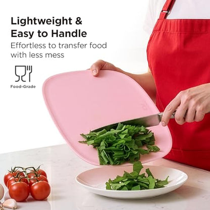 Kitchen Mama DuoEssentials TPU Cutting Board Set, 2 Sizes, Red | Knife Friendly, Non Slip, Dishwasher Safe, Flexible with Juice Groove, Odor Resistant - color: Red