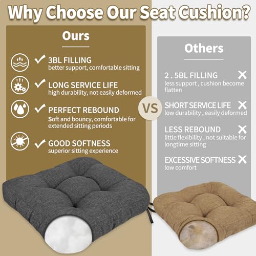 BUYUE Chair Cushion Set for Rocking Chair, Back Pillow & Seat Cushion with Ties, Original Woven Fabric Non-Slip Chair Pads for Elderly Sitting, Dark Gray - color: Dark Gray