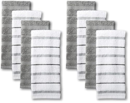 KitchenAid Albany Kitchen Towel Set,Grey/White,16"x26",4 Count (Pack of 2) - color: Grey, size: 16"x26" (Pack of 2)