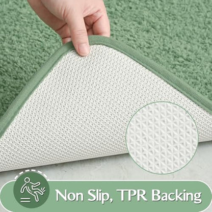 Sage Green Bathroom Rug Set 2 Piece Bath Mat 21x34 U Shape Toilet Rug 21x21 | Absorbent,Washable,Non Slip Bathroom Rugs Sets,Contour Mat for Toilet - color: Sage Green