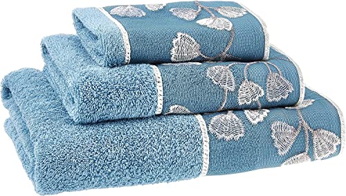 3 Piece Bath Towels Set for Bathroom, Bath, Hand & Wash Cloths, Decorative Stylish Plush Cotton Washcloths - Showering, Face & Body Washing, Airbnb Essentials & Host Accessories, Slate Blue - color: Slate Blue