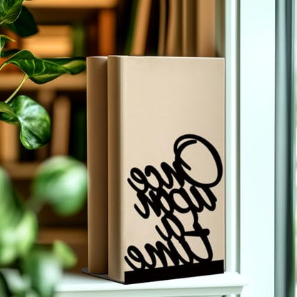Unique Metal Bookends for Shelves Decorative Black Bookends 7x4.7x3.5 inch 1 Pairs/2 Pcs - style: Words