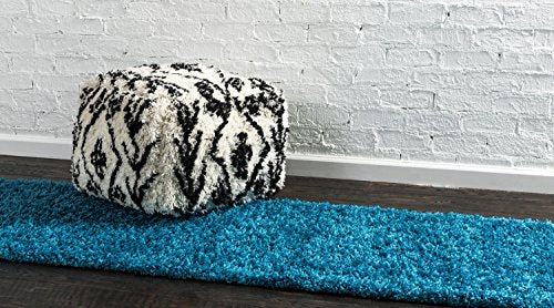 Unique Loom Solid Shag Collection Area Rug (2' 2" x 6' 5" Runner, Turquoise) - color: Turquoise, size: 2'2" x 6'5" (Rectangular)