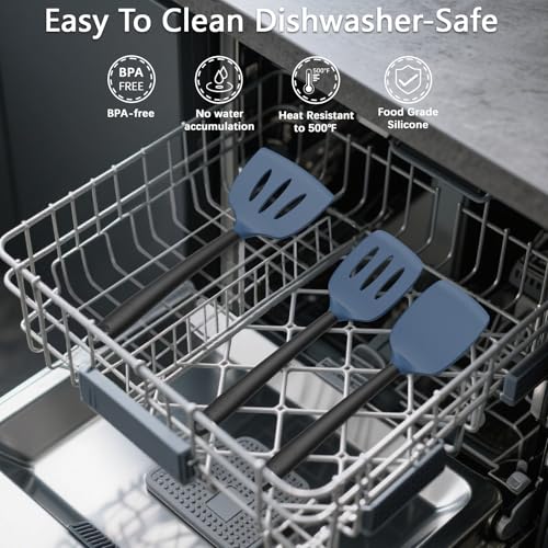 Coukre Silicone Kitchen Cooking Utensils Set, Heat Resistant, 14-Piece | Dishwasher-Safe, Food-Grade Silicone, BPA-Free, Spatulas, Spoons & Turner, Safe for Nonstick Cookware, DarkBlue - color: DarkBlue