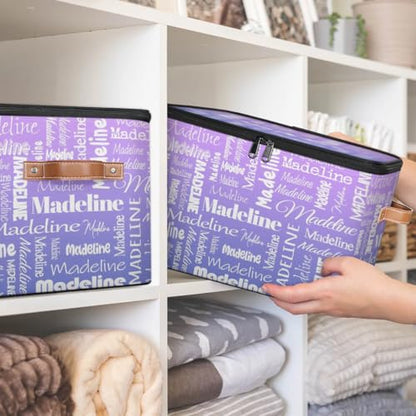 Custom Storage Basket with Name, Personalized Keepsake Box, Purple | Foldable Fabric Gradient Large Memory Bin with Handle Lid Lightweight Waterproof Dustproof, 14"L x 10.2"W x 10.4"H - color: Option 23