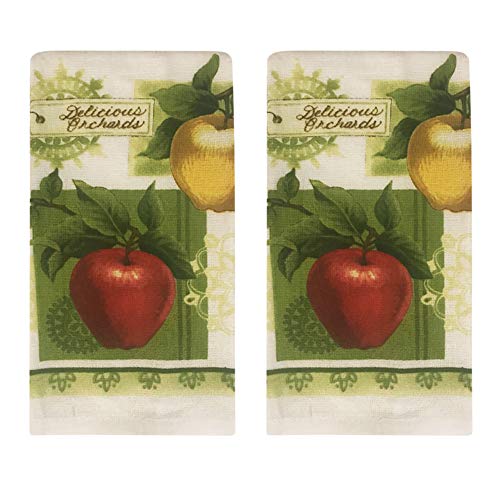 Apple Orchards Kitchen Towel 5 Piece Linen Set 2 Towels 2 Pot Holders 1 Oven Mitt - color: Apple 1