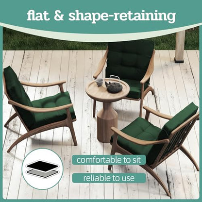 Outdoor Chair Cushions 42x21x4 Inch Set of 2, Dark Green | Patio Cushions for Dining Rocking Chairs, High Back Soft Seat Pad with Ties, Waterproof Fade Resistant, Indoor Outside Use - color: Dark Green