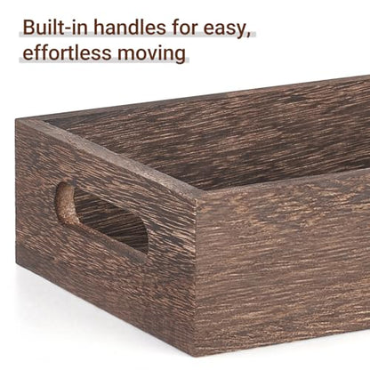 Mkono Bathroom Basket, Wood Toilet Paper Storage, Rustic Home Decor, Brown | Back of Toilet Basket, Farmhouse Organizer, Built-in Handles, Bathroom Living Room Bedroom Office Vanity Kitchen Shelf