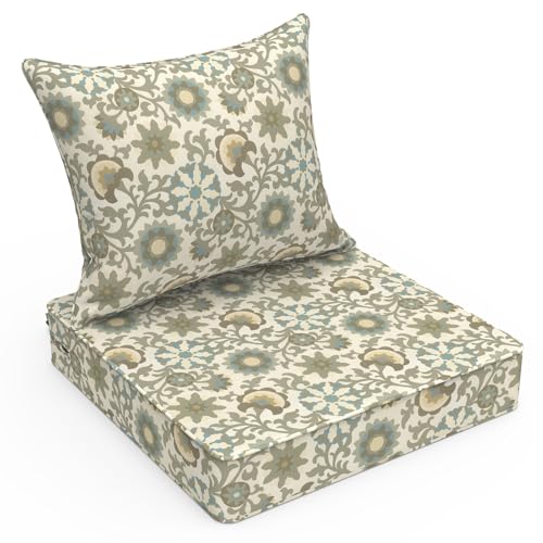 LVTXIII Outdoor Deep Seat Cushion Patio Seat and Back Cushion Set Seasonal Chair Cushion for Dining Arm Chairs, Wicker Chairs and Garden Furniture Decoration, 22"x22"x4", Floral Symphony - color: Floral Symphony‌, size: 22x22x4