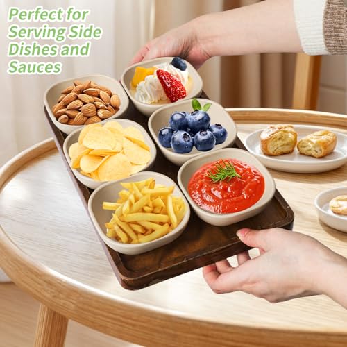 SHECIPIN 12 Pack Unbreakable Dipping Bowls, 4.5 OZ Soy Sauce Dishes,Wheat Straw Small Dessert Bowls,Small Prep Bowls，Dipping Sauce Cups, Dip Bowls for Side Dish, Snacks, BBQ，Ketchup (Beige - color: 12piece Beige