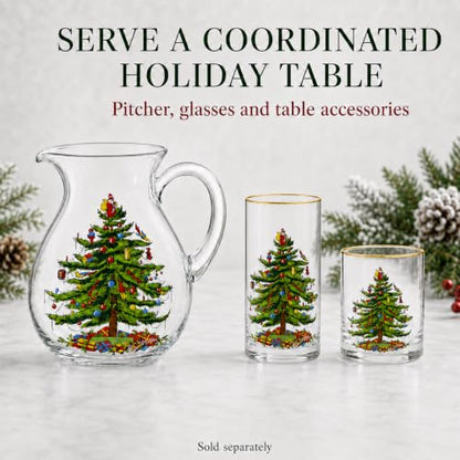 Spode Christmas Tree Glass Pitcher with Handle - Festive Holiday Beverage Server, Seasonal Drinkware for Entertaining, 6 Pint Capacity, Classic Glass Serveware - Celebrate Christmas Traditions - style: Christmas Tree Glassware