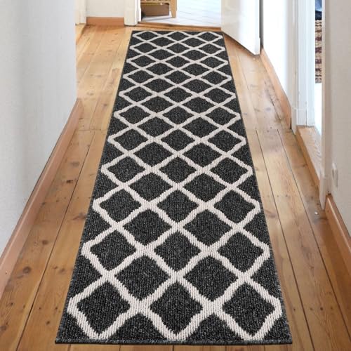 SHACOS Black Runner Rug 2x8 ft Washable Entryway Runner Rugs Non Slip Rubber Backing Hallway Rug Runner Stain Resistant Kitchen Carpet Runners - color: Black, size: 2' x 8'