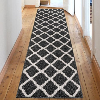 SHACOS Black Runner Rug 2x8 ft Washable Entryway Runner Rugs Non Slip Rubber Backing Hallway Rug Runner Stain Resistant Kitchen Carpet Runners - color: Black, size: 2' x 8'