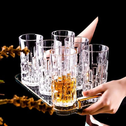 Highball Glasses Set of 6, Water Glasses, Collins Tall Beverage Cups Glassware for Drinks, Water, Beer, Soda, Cocktail 10 OZ - style: Style F