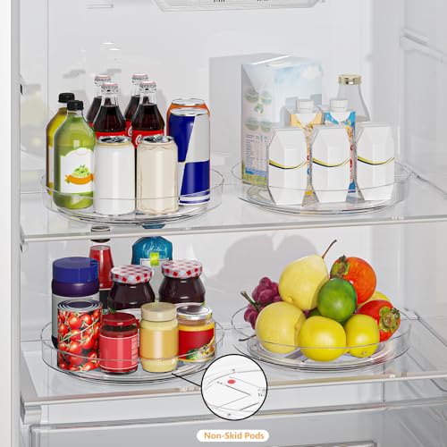 2 Pack 10 Inch Lazy Susan Turntable Organizer, Clear Rotating Spice Rack for Cabinet, Pantry, Kitchen Countertop and Fridge, Non-Slip Acrylic Spinning Tray for Bathroom Vanity - size: 10inch - 2 Pack