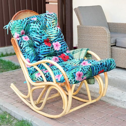 Hoteam 4 Set Outdoor Patio Chair Cushions 20 x 42 in Deep Seat Waterproof Patio Cushions Set for Furniture Replacement Removable Seat and Back (Palm) - style: Palm