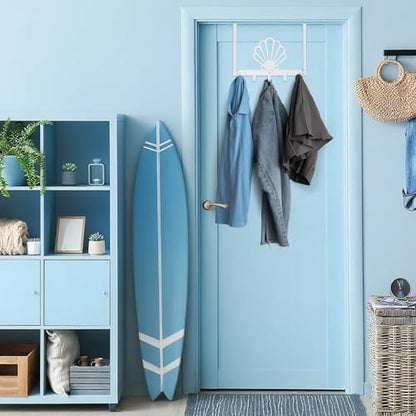 Reallnaive Seashell Over The Door Hooks Nautical Coastal Bathroom Decor Hanger Wall Mount Rack Holder for Towel, Hat, Coat, Cloth, Keychain, Bag, Seaside Home Decor - style: Nautical Seashell