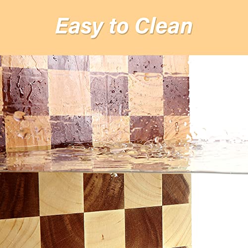 End Grain Wooden Cutting Board, Checkered Chopping Board for Kitchen, Reversible Serving Board for Cheese, Bread & Fruits, 14.5 x 10 x 0.8 Inch - color: Rectangle checkerboard