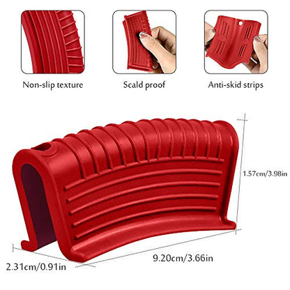 Silicone Assist Handle Holder, Hot Skillet Handle Covers Pot Grip Handle Sleeve Cast Iron Skillets Non-Slip Heat Resistant Pan Grip Cover for Cast Iron Woks Frying Pans Griddles Skillets (Red) - size: Red-2 Pack