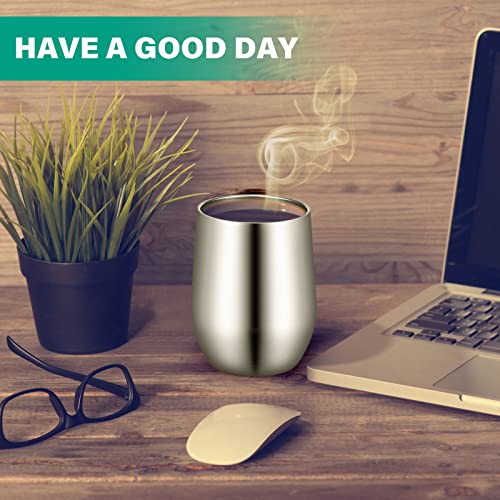 Remagr 16 Pack Stainless Steel Wine Tumblers 12 oz Insulated Vacuum Wine Cup Set Double Wall Stainless Steel Stemless Mug Glasses for Coffee Soda Whiskey Outdoor Travel (Silver) - color: Silver