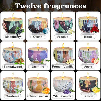 Scented Candles Gifts Set 36 Pack Soy Wax Travel Tin Jar Candles for Home 2.5 OZ for Mom for Christmas, Home Scented Decoration Birthday, Thanksgiving, Mother's Day, Floral Pattern