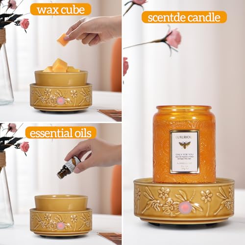 Dragonfly Wax Melt Warmer for Scented Wax 3-in-1 Ceramic Wax Warmer | Fragrances Candle Oils , Home Fragrance Burner,Electric Candle Warmer for Mom Women(Yellow) - color: Yellow Dragonfly