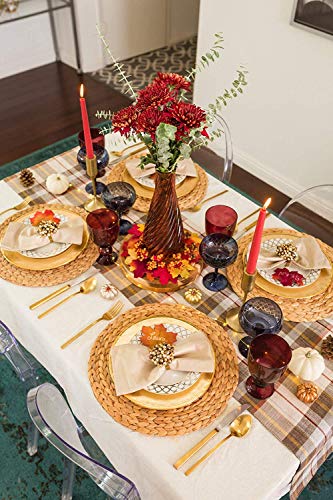 2 Pack Woven Placemats, 13.5 inches Natural Wicker Water Hyacinth Straw Braided Tablemats for Dining Table - size: Plate Chargers 13.8 inch-2