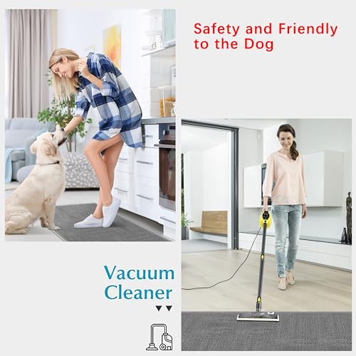 8FT Jute Hallway Runner Rug, Rubber Backed Absorbent Kitchen Runner Carpets, Grey Laundry Room Runner Mat, Grey - color: Grey, size: 2'4" x 8' (Rectangular)