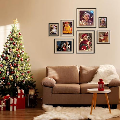 Egofine 11x14 Floating Frames Set of 4, Double Plexiglass Picture Frame, Made of Solid Wood Display Any Size Photo up to 11x14, Wall Mount or Tabletop Standing, Faded Black - color: Faded Black, size: 11x14 Set of 4