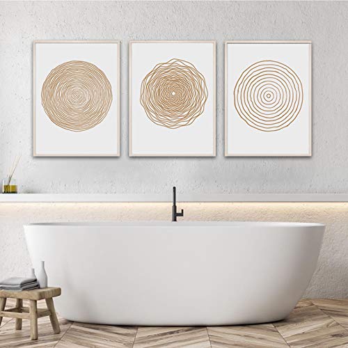 Mid Century Modern Boho Canvas Print - Abstract Geometric Canvas Wall Art Set - Scandinavian Wall Art for Living Room & Bedroom Decor - No Framed